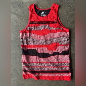 Nike Red and Black Striped Tank Top